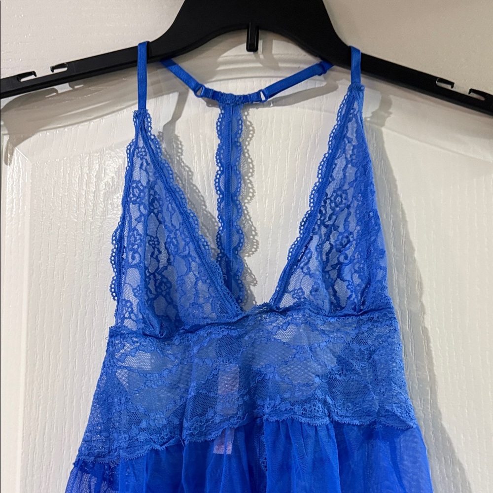 Victoria’s Secret Blue Lace Sheer Lingerie Tank Top Women’s Size Small - Picture 2 of 8